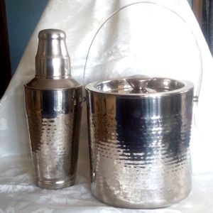 Godinger silver plated cocktail shaker and ice bucket